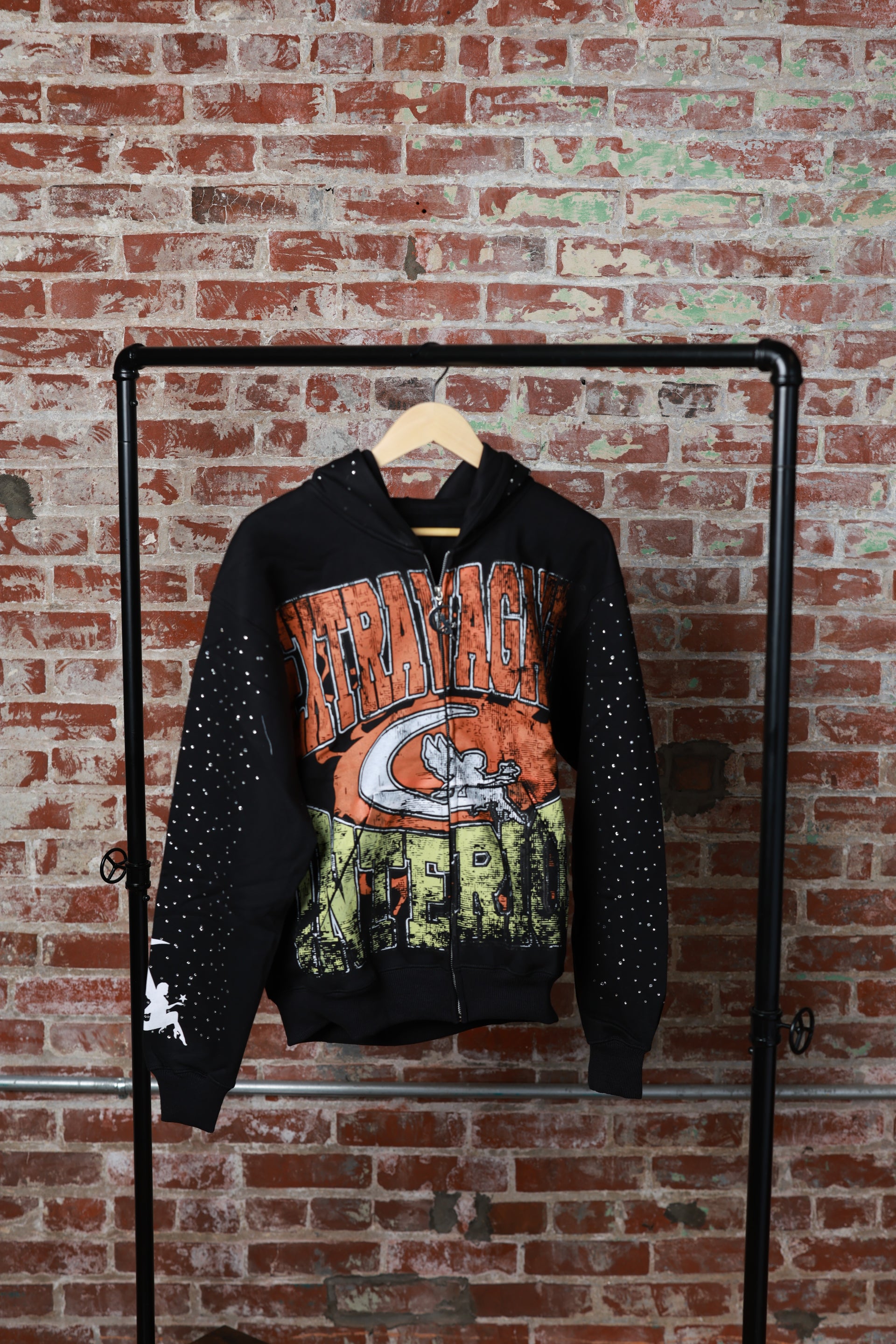 Serene Rhinestone Hoodie Black