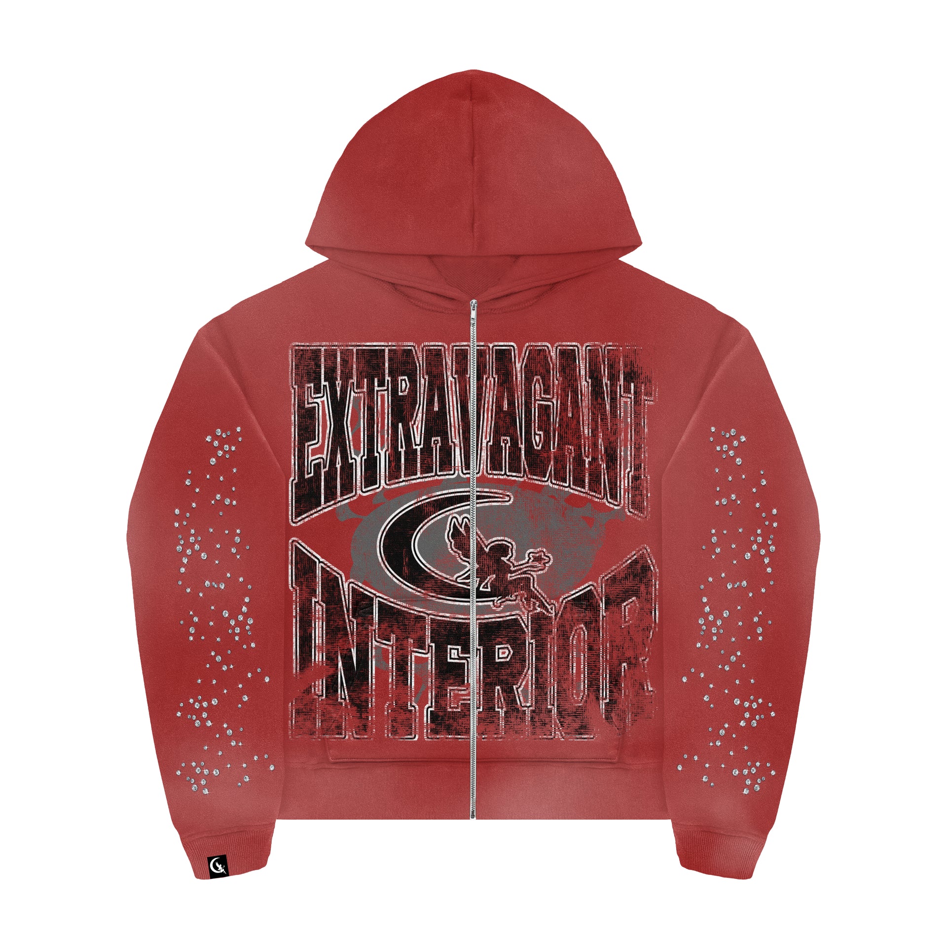 SERENE RHINESTONE HOODIE RED