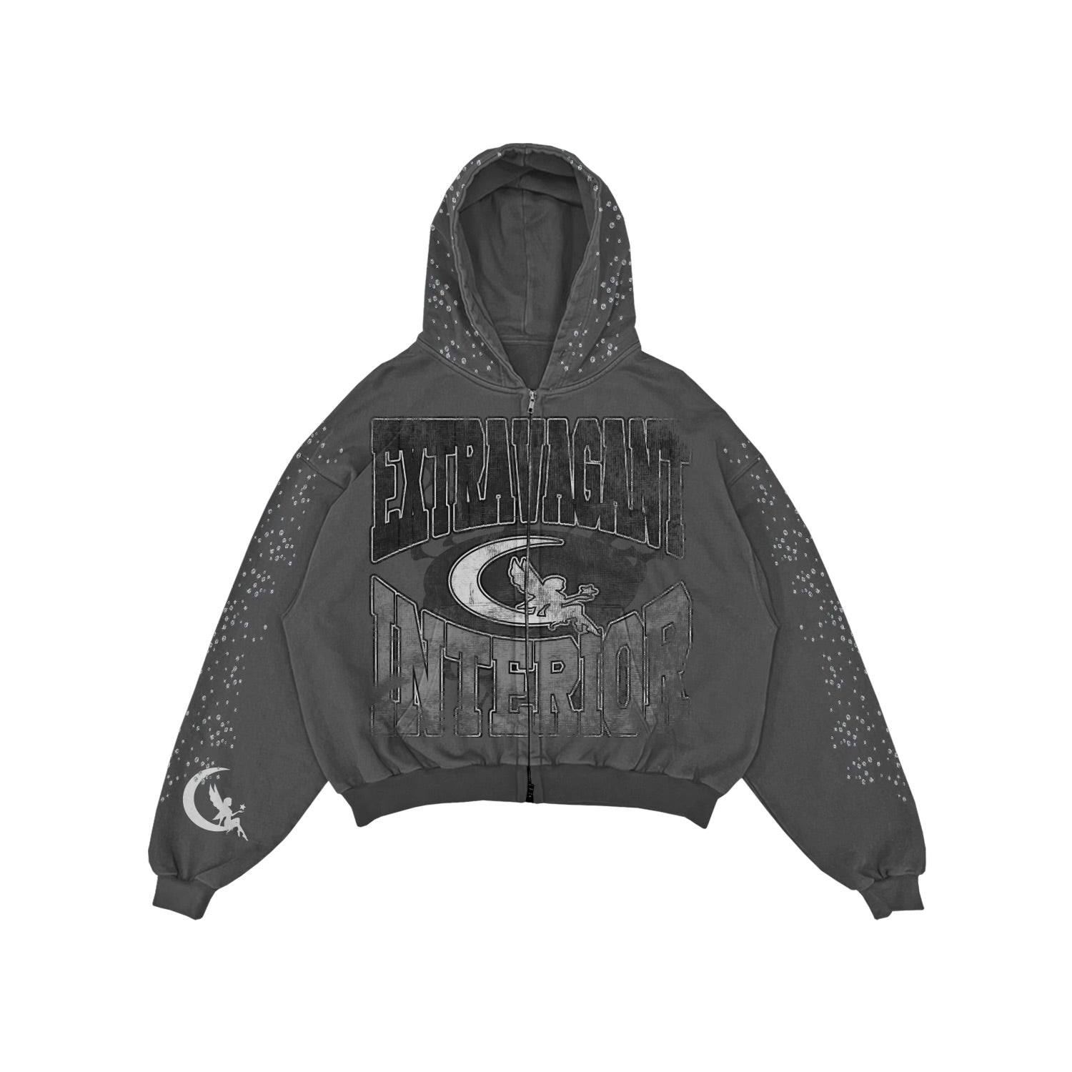 Serene Rhinestone Hoodie Grey