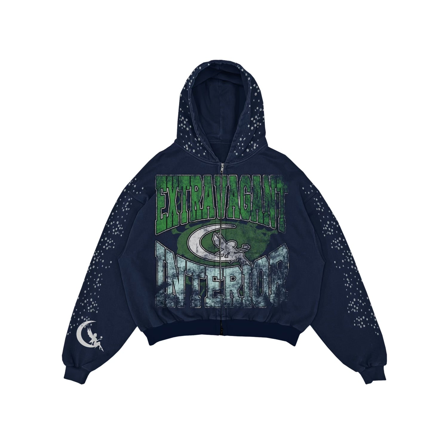 Serene Rhinestone Hoodie Blue