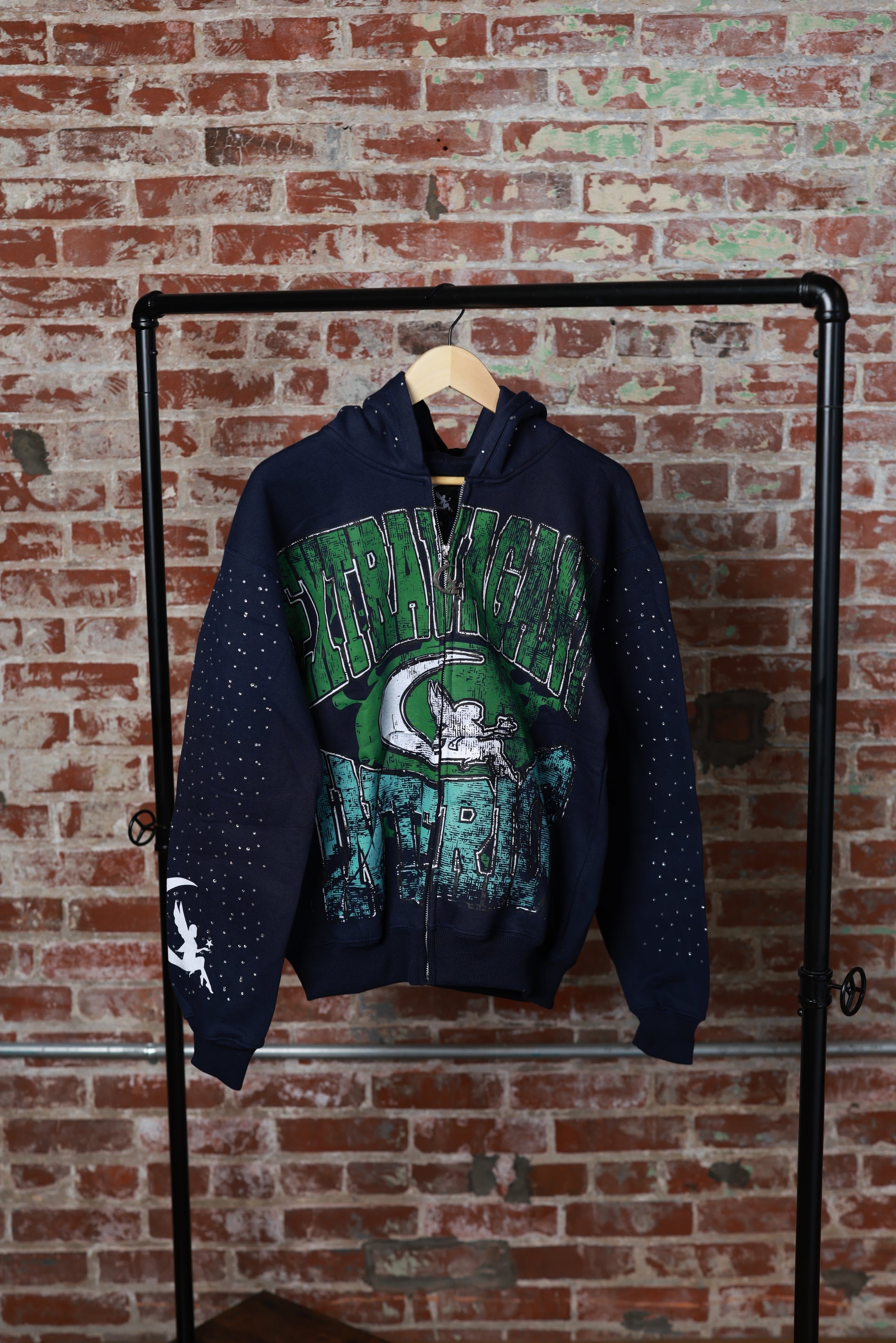 Serene Rhinestone Hoodie Blue