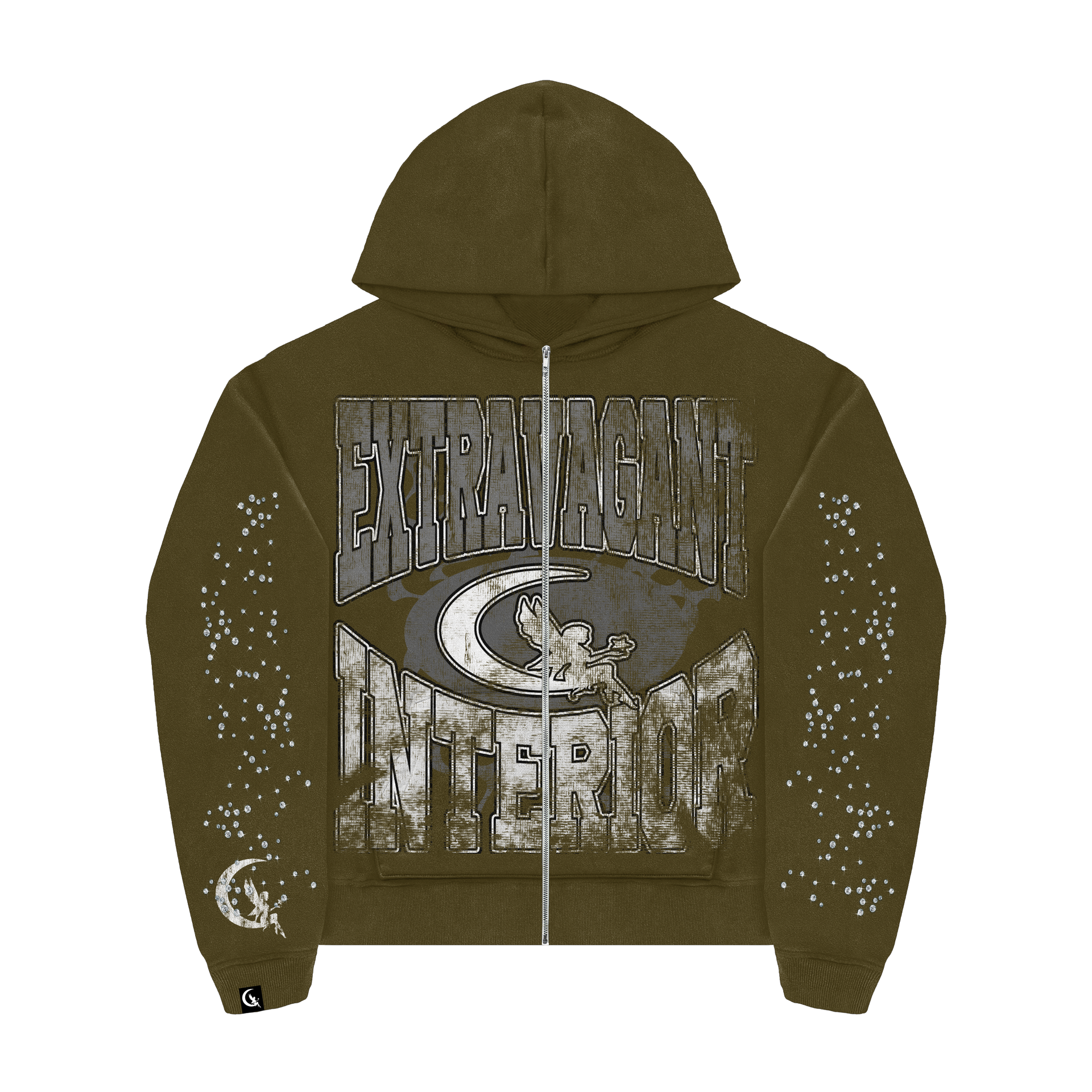 SERENE RHINESTONE HOODIE OLIVE GREEN