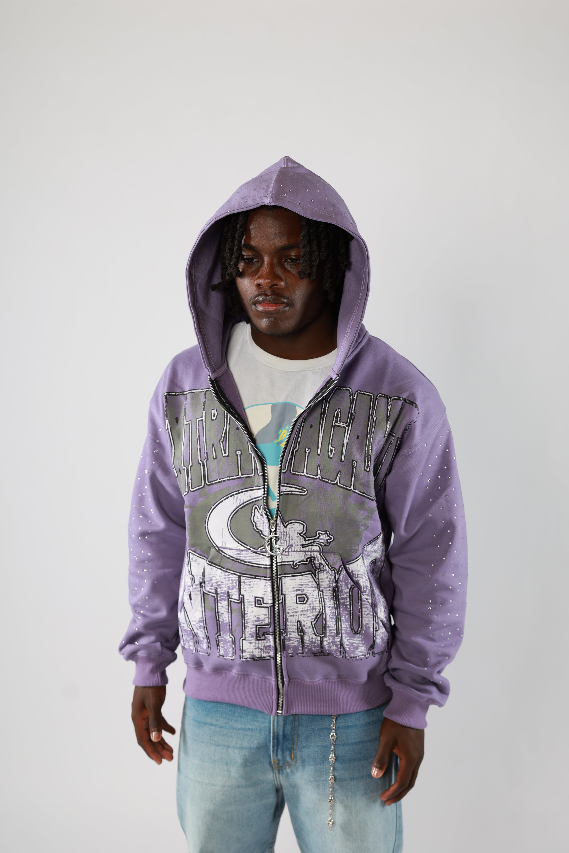 Serene Rhinestone Hoodie Purple