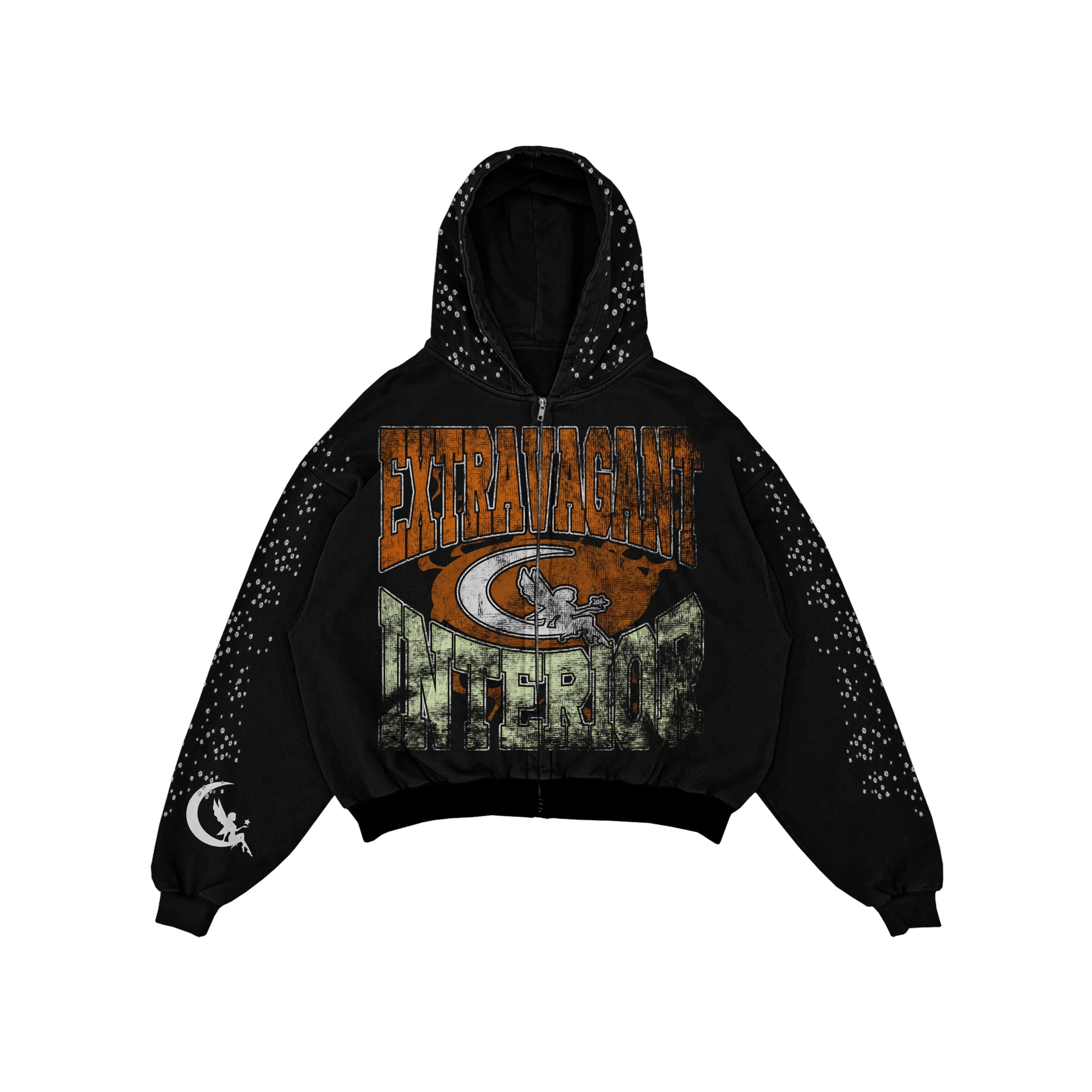 Serene Rhinestone Hoodie Black