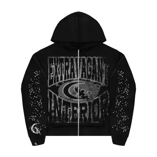 SERENE RHINESTONE HOODIE BLACK ON BLACK