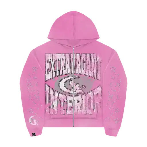 SERENE RHINESTONE HOODIE PINK